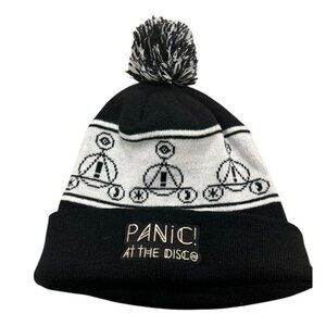 Panic At The Disco Winter‎ Pom Pom Hat Black White Pattern Adult Beanie One Size